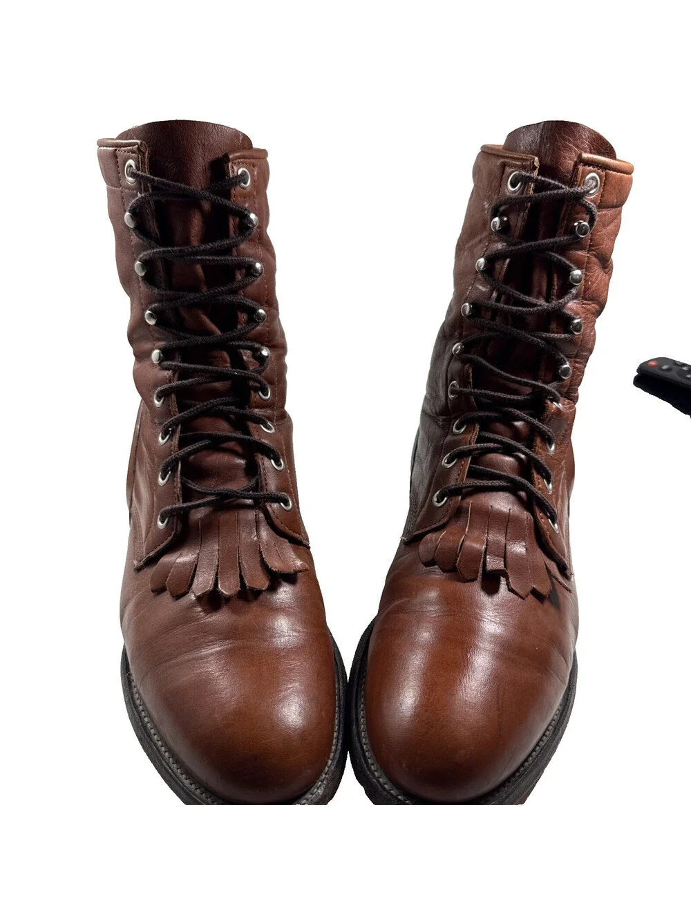Justin Kiltie Roper Men’s Brown Leather Sz 10D Cowboy Work Boots USA Pre Owned